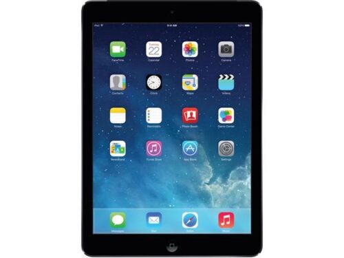 Apple iPad Air – Grade A – Apple A7 1.40GHz, 1 GB Mem, 16 GB Flash Storage, 9.7″ 2048 x 1536 – Wi-Fi – iOS 10 – A1474 MD785LL/A Black with Space Gray